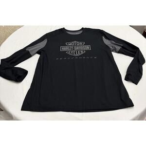 Harley Davidson Men’s HD Tech Mesh Long Sleeve Performance Shirt Black/grey XL